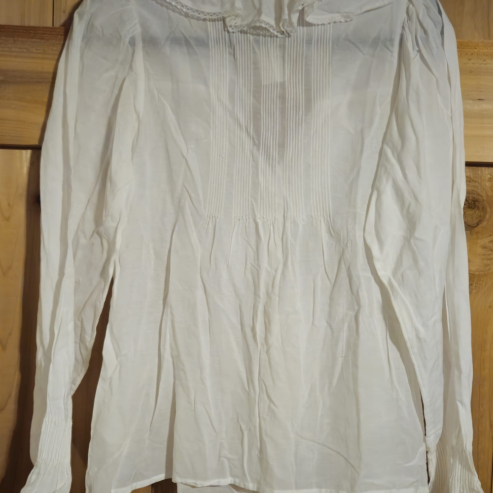 Anthropologie White Ruffled Blouse - Picture 4 of 7
